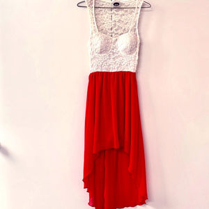 Romantic High-Low Lace Bodice Dress